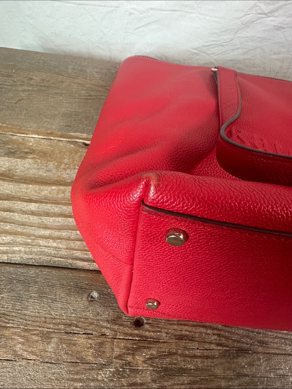 kate spade Red Embossed Pebbled Leather Tote - Picture 7 of 11
